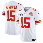 Men & Women & Youth Kansas City Chiefs #15 Patrick Mahomes White F.U.S.E. Super Bowl LVIII Patch Vapor Untouchable Limited Jersey,baseball caps,new era cap wholesale,wholesale hats